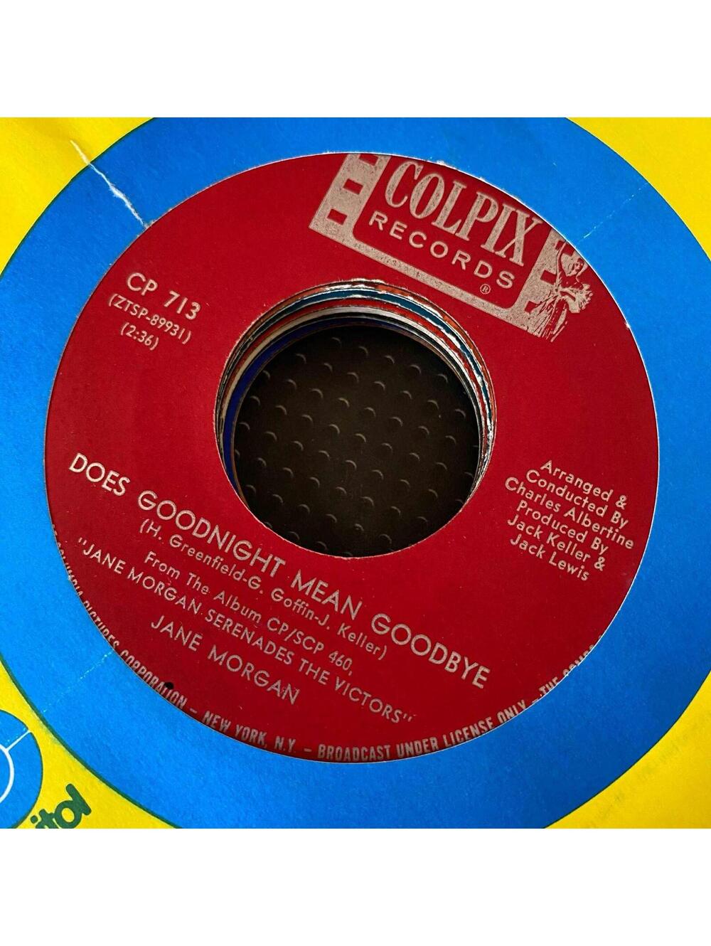 Jane Morgan-Does Goodnight Mean Goodbye Vinyl 45RPM VG+ R48